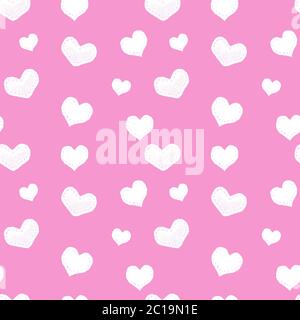 Nahtloses Muster mit Stoffherzen. Valentinstag oder Muttertag Hintergrund Stockfoto