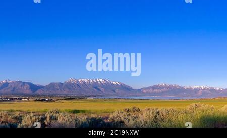 Panorama Ernte Utah Valley Panorama mit Bergkette Tageslicht Stockfoto