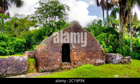 Die Ruinen der Festung auf der Insel Seeland in Essequibo delta, Guyana Stockfoto