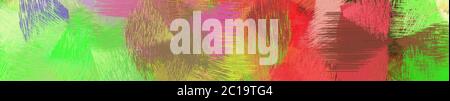 Breite Landschaftsgrafik mit abstrakten Pinselstrichen Hintergrund mit peru, pastellgrün und feuersteinfarben. Kann für Hintergrund, Leinwand oder Poster verwendet werden Stockfoto
