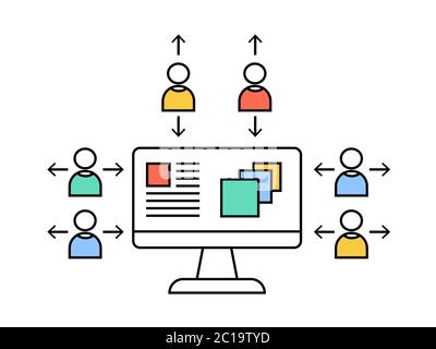 Lineares Konzept der Übernahme sozialer Netzwerke Stock Vektor