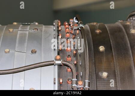 die interne Struktur der Flugmotor, Heeresflieger, Militärflugzeuge und Luft-und Raumfahrtindustrie Stockfoto
