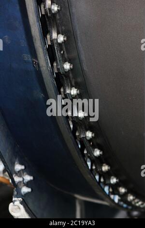 Die interne Struktur der Aircraft Engine, Armee, Luftfahrt, Militär, Luft- und Raumfahrtindustrie. Flugzeuge Stahl- und Schrauben Stockfoto