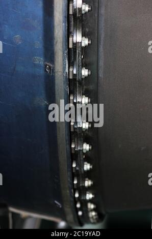 Die interne Struktur der Aircraft Engine, Armee, Luftfahrt, Militär, Luft- und Raumfahrtindustrie. Flugzeuge Stahl- und Schrauben Stockfoto