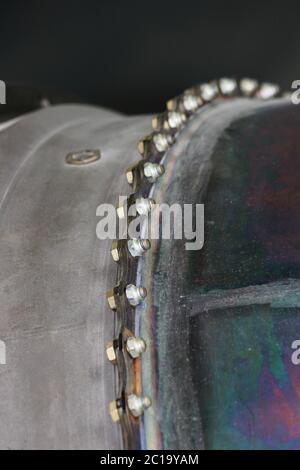 Die interne Struktur der Aircraft Engine, Armee, Luftfahrt, Militär, Luft- und Raumfahrtindustrie. Flugzeuge Stahl- und Schrauben Stockfoto