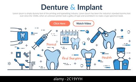 Website Header - Zahnersatz und Implantat Stock Vektor