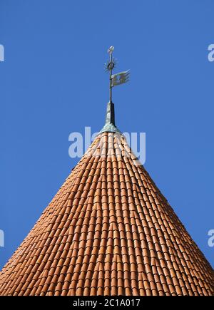 Turm Dach der Trakai Burg in der Nähe von Vilnius Stockfoto