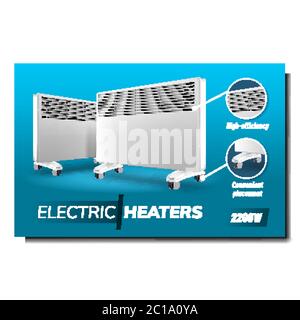 Elektrische Heizungen Bright Werbeplakat Vektor Stock Vektor