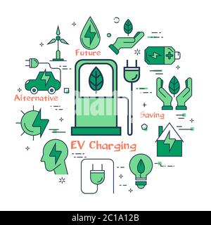Grünes EV-Ladekonzept Stock Vektor