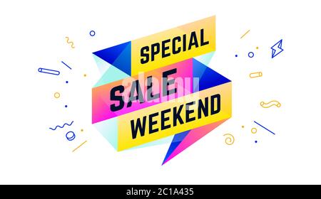 Sonderangebot Wochenende. 3d-Sale-Banner mit Text Special Sale Weekend Stock Vektor