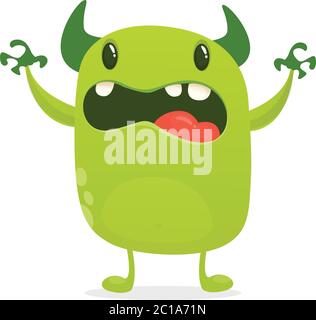 Susse Kleine Cartoon Monster Grune Lachelnd Kleine Monster Stock Vektorgrafik Alamy