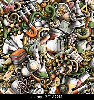 Wissenschaft handgezeichnete Vektor doodles nahtlose Muster. Stock Vektor