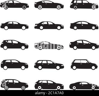 Weiße Auto-Symbole. Vektorgrafik. Stock Vektor