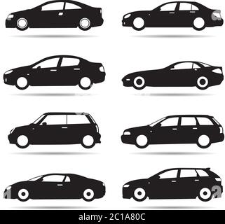 Satz von Auto-Symbolen. Vektorgrafik. Stock Vektor