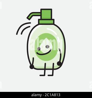 Eine Illustration von Niedlichen Hand Sanitizer Maskottchen Vektor-Charakter in flachem Design-Stil Stock Vektor