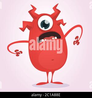 Scared cartoon one eyed monster. Halloween vector illustration. Design for print, sticker or party decoration Stock Vektor
