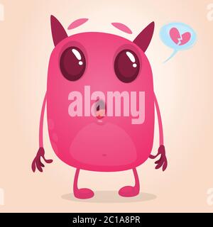 Lustige Cartoon rosa Monster in der Liebe. Vektor-Illustration von niedlichen Monster für Valentinstag Stock Vektor