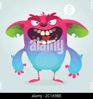 Niedliche pelzigen blauen Monster Monster Monster. Vektor isoliert. Stock Vektor