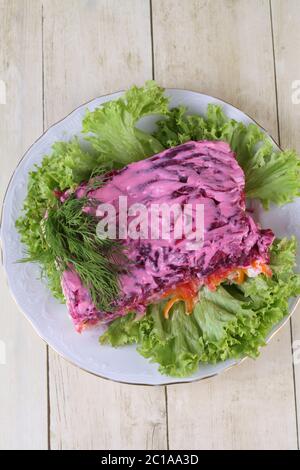 Salat Hering unter einem Pelzmantel Stockfoto