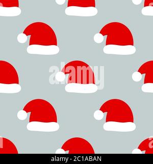 Weihnachtsmann Hüte nahtlose Muster. Vektorgrafik. Stock Vektor