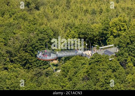 Luftaufnahme, Waldgebiet, Aussichtsplattform Biggeblick, Attendorn, Sauerland, Nordrhein-Westfalen, Deutschland, Aussichtsplattform, Biggesee, DE, EU Stockfoto
