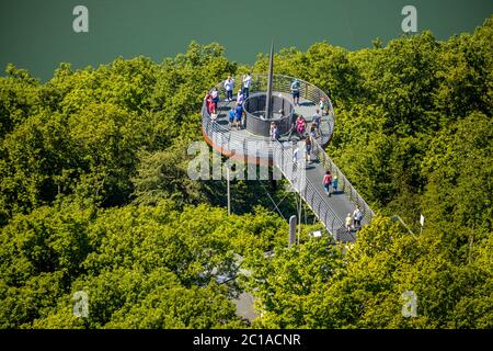 Luftaufnahme, Waldgebiet, Aussichtsplattform Biggeblick, Attendorn, Sauerland, Nordrhein-Westfalen, Deutschland, Aussichtsplattform, Biggesee, DE, EU Stockfoto