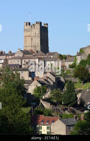 Der Keep von Richmond Castle und Stadt, Richmond, North Yorkshire, England, Vereinigtes Königreich, Europa Stockfoto