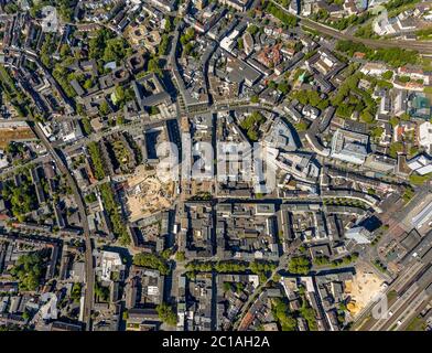 Luftaufnahme, Blick auf die Innenstadt, Baustelle und Neubau für dreiteiligen Gewerbebaukomplex Viktoria Karree, Viktoriastraße, ehem Stockfoto