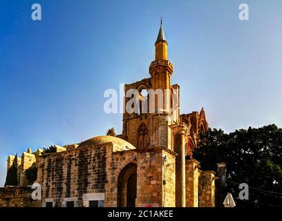 Außenansicht der Lala Mustafa Pasa Moschee in Famagusta, Zypern Stockfoto