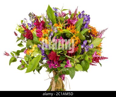 Bunte Blumen mit Dahlien und Zinnia Stockfoto