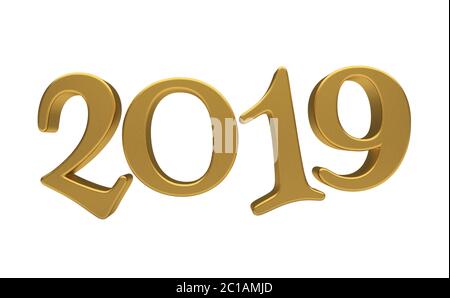 Grußkarte Design Template Gold 2019 Schriftzug Isoliert Stockfoto