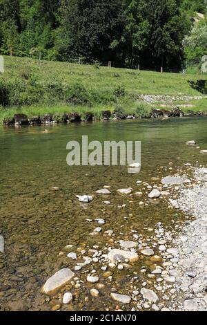 Sihl Fluss in der Nähe des Dorfes Sihlbrugg, Schweiz Stockfoto