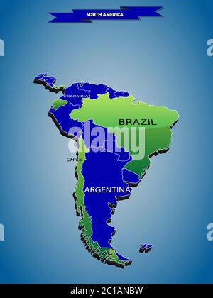 3 dimensionale Info-Grafiken politische Landkarte von Südamerika Stock Vektor