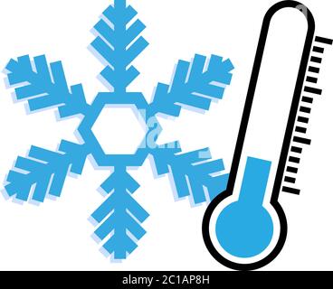 Symbol oder Symbol für die Temperaturen des Wintergefrierens, Thermometer und Schneeflocke-Vektorgrafik Stock Vektor