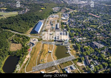 , Luftbild, ehemaliges Kohlebergwerk Lohberg, Kraftwerk Lohberg, Windturm, Wasserturm, Lohbergwerk, Hünxer Straße, Lohber Stockfoto