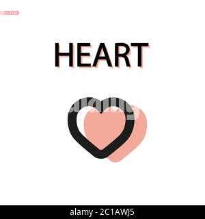 Herz Symbol Vektor. Die vollkommene Liebe Symbol. Valentinstag Zeichen, Emblem auf weißem Hintergrund mit Schatten isoliert, Flacher Stil für Grafik- und Webdesign Stock Vektor