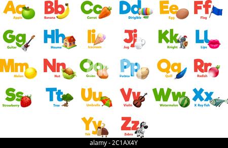 Cute Cartoon Tiere Alphabet für Kinder Bildung Stock Vektor