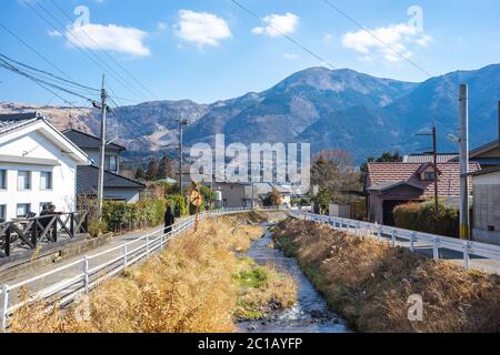 Blick auf den Kanal in Yufuin, Oita, Japan Stockfoto