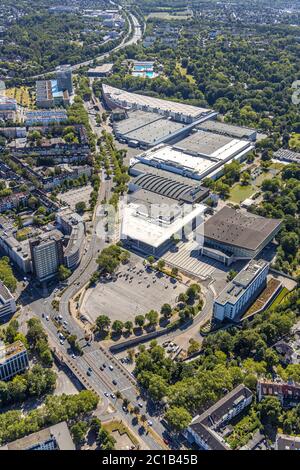 Luftbild, Messe Essen, Grugahalle, ATLANTIC Congress Hotel Essen, Essen, Ruhrgebiet, Nordrhein-Westfalen, Deutschland, DE, Europa, Gastronomie, Stockfoto