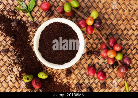 Kaffee aus fairem Handel Hintergrund. Stockfoto