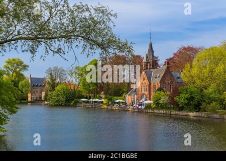 Minnewater Schloss in Brügge Belgien Stockfoto