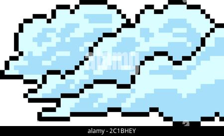 vektor Pixel Kunst Wolke Himmel isoliert Cartoon Stock Vektor