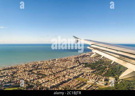 Fiumicino Luftaufnahme von der Fensterebene Stockfoto