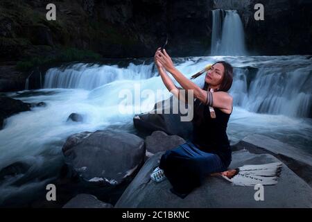 USA, Oregon, White River Falls, Acosia Red Elk, MR Stockfoto