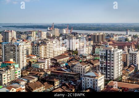 Die Yangon Skyline, Yangon, Myanmar. Stockfoto