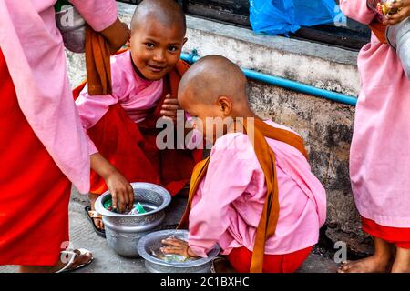 Eine Gruppe von Thilashin sammelt Spenden, Yangon, Myanmar. Stockfoto