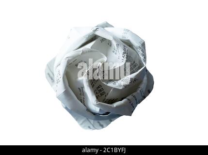Origami Rose aus bedrucktem weißem Papier Stockfoto