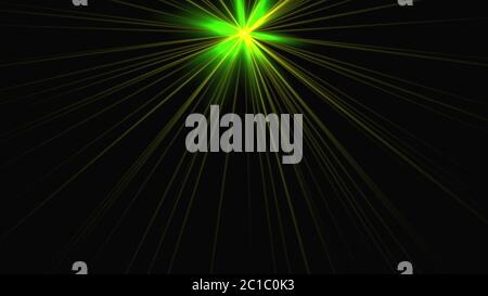 Computer erzeugt glänzenden Stern mit rotierenden Lichtstrahlen. 3d-Rendering des dynamischen Hintergrunds Stockfoto