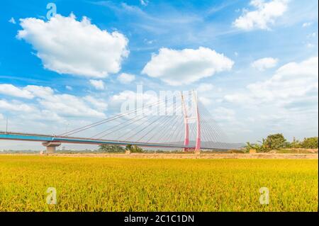 Taiwans höchste Kabelbrücke blieb in Zhubei, Taiwan Stockfoto