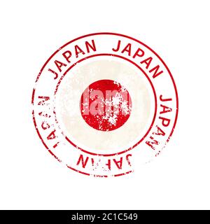 Japan Zeichen, Vintage Grunge Aufdruck mit Flagge auf weiß Stock Vektor